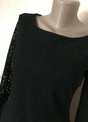Женское мини короткое чёрное платье открытая спинка кружевное4 фото
