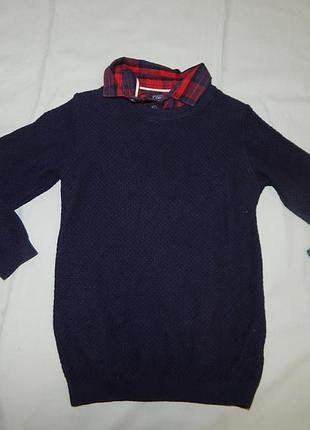 Свитер модный с рубашкой обманкой 5 лет