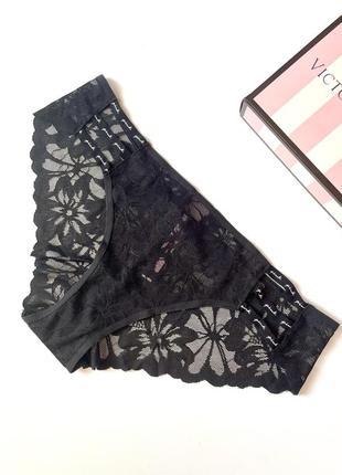 Чёрные кружевные трусики victoria’s secret pink