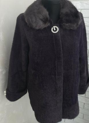 Пальто теплое с мехом, альпака, размер универсальный 44-52.3 фото
