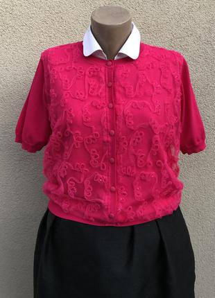 Нарядный,вечерний кардиган,кофта фуксия,аппликация фатин,himmelblau by lola paltinger