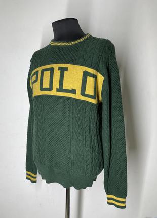 Оригінальний світер polo ralph lauren logo aran knit crew neck  sweater розмір l