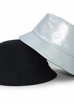 Двусторонняя панама из искусственной кожи серебрянный