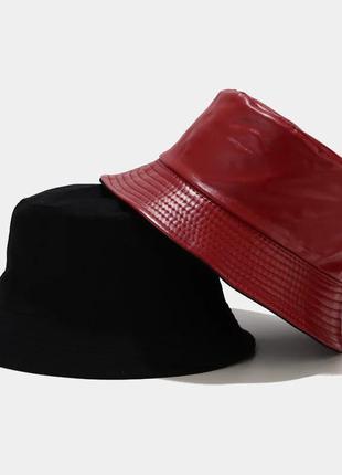 Двостороння панама зі штучної шкіри бордовий