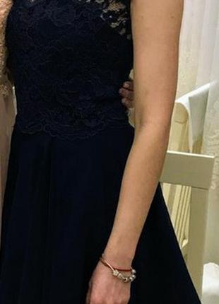 Мереживна сукня темно-синя