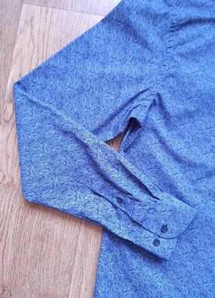 Рубашка синяя с принтом river island slim fit  , размер s m  коттон8 фото