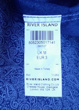 Рубашка синяя с принтом river island slim fit  , размер s m  коттон9 фото