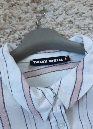 Красивая белая блуза/рубашка в пудровую полоску, tally weijl,  p. 8-124 фото