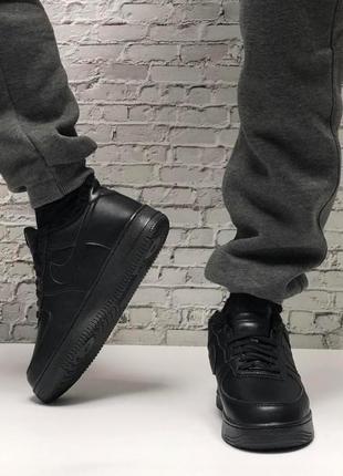 Зимние мужские кроссовки nike air force black с мехом6 фото