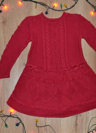 Теплое вязаное платье