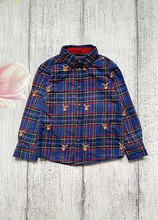Крутая рубашка в клетку олени байка новогодний свитер george 1,5-2года