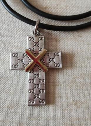 Vintage хрест двоколірний в стилі gucci