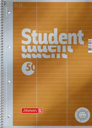 Тетрадь колледж-блок brunnen а4 на спирали для словаря 50 листов 90 г/м2 обложка золотой металлик