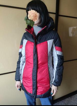 Зимняя куртка пуховик двухсторонний красный серый в стиле tommy hilfiger9 фото