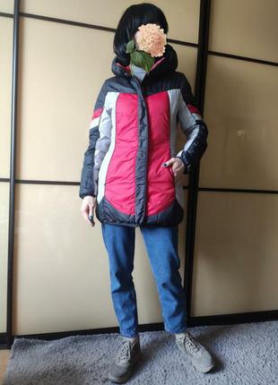 Зимняя куртка пуховик двухсторонний красный серый в стиле tommy hilfiger8 фото