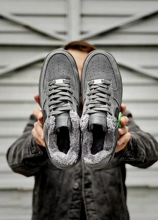 Кроссовки зима nike air force grey fur 2