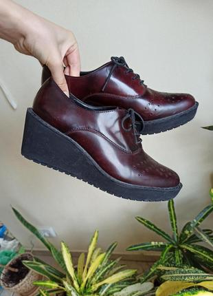 Шкіряні броги clarks бургундія