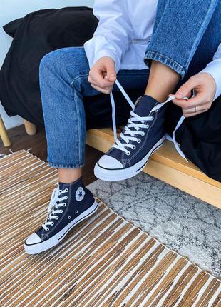 Converse hight navy blue  женские кеды  🆕 конверсы9 фото