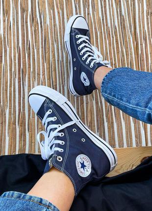 Converse hight navy blue жіночі кеди 🆕 конверси7 фото