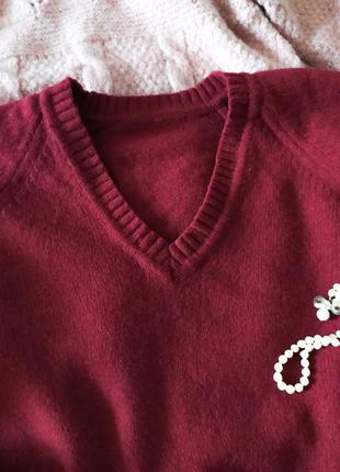Джемпер светр v-подібний виріз шерсть2 фото