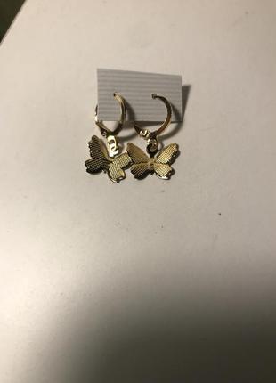 Сережки метелики сережки з метеликами під золото