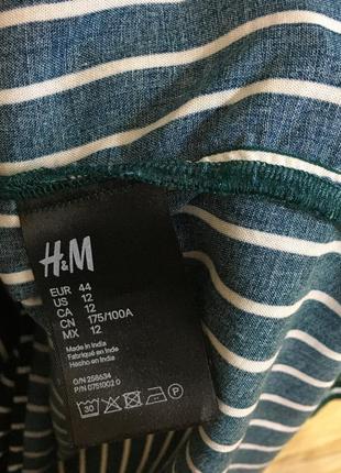 Блуза сорочка жіноча зелена в білу полосу брендова h&m женская блуза5 фото