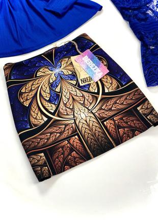 Мини юбка-трапеция, средней посадки  s-xs