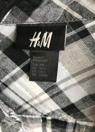Рубашка женская в клетку серая чёрная h&m xs xxs s4 фото