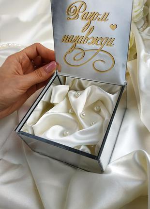 Дзеркальна весільна скринька для обручок на весілля, коробочка, подушечка, подушка для колечок3 фото