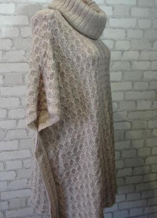 Тёплый вязаный свитер-пончо с высоким воротом " f&f" 14-16-18 р2 фото