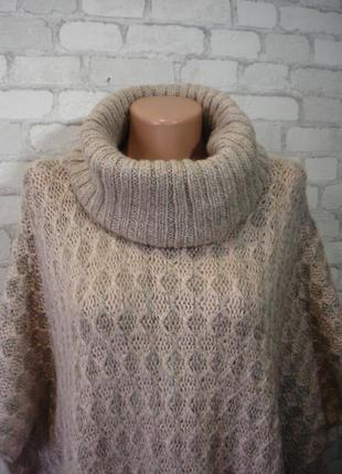 Тёплый вязаный свитер-пончо с высоким воротом " f&f" 14-16-18 р3 фото
