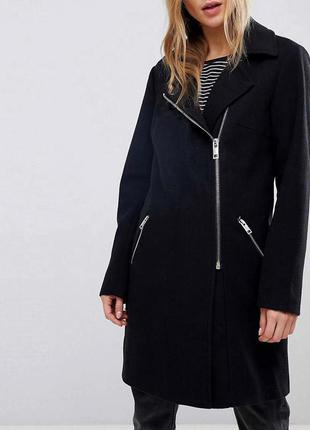 Черное пальто на молнии zara2 фото