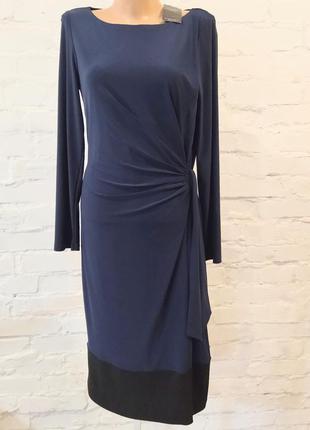 Красивое эластичное платье темно-синего цвета joanna hope, р. 14/42, замеры на фото