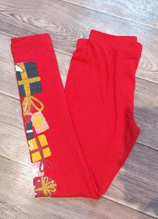 Новогодние лосины на девочку 6-7 лет 116-122 см