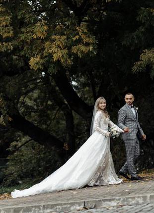 Дизайнерское свадебное платье nora naviano со съемный шлейфом3 фото