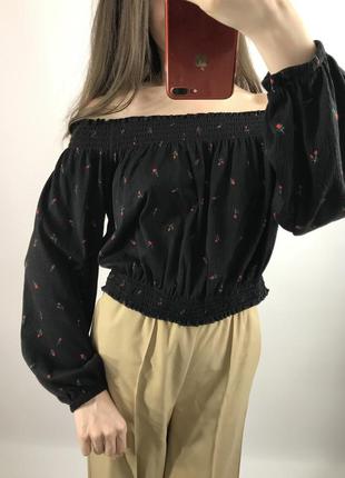 Стильная блуза, топ, блузка с объёмными рукавами в цветочный принт6 фото