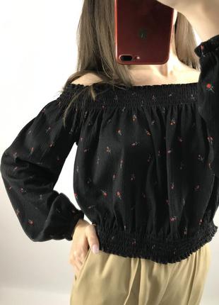 Стильная блуза, топ, блузка с объёмными рукавами в цветочный принт7 фото