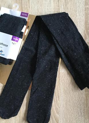 Детские вискозные чёрные колготки, с добавлением люрикса