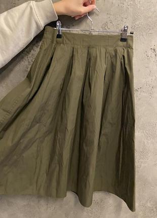 Юбка миди цвета хаки zara