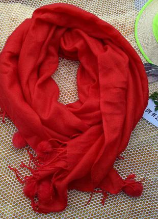 Большой шарф.шаль красная.