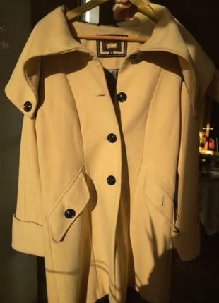 Пальто, деми, реглан, цвет кэмэл, большой воротник