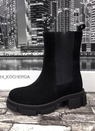 36-41 деми/зима высокие ботинки на платформе натуральная замша/кожа