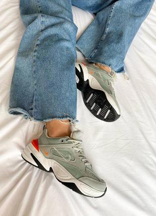 Nike m2k tekno "grey/orange женские кроссовки 🔺 найк м2к текно демосезонные