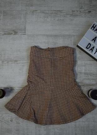Вовняна коричнева спідниця в клітку h&m, розмір с
