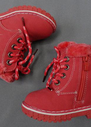 Зимние ботиночки для девочки персикового цвета р24,261 фото