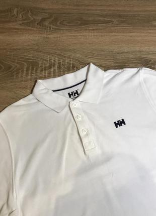 Білосніжна футболка поло helly hansen з логотипом | белое поло с лого, хелли хенсен, оригинал, оригінал, логотип, logo, кежуал, casual