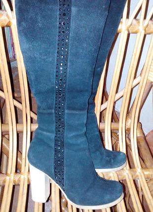 Сапоги нат замш черные на овчине,размер 35