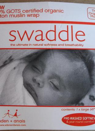 Пелюшка aden+anais "swaddle" (оригінал) органічний муслін. нова1 фото