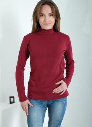 Гольф жіночий бордовий, тканина джерсі на флісі 46-52