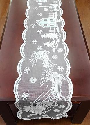 Скатерть дорожка новогодняя 180 на 33 см белый